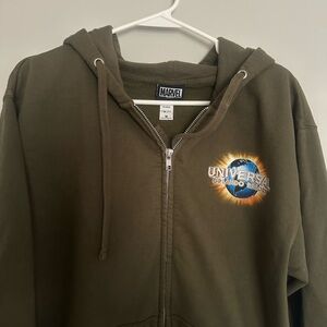 Marvel Olive Green Zip-Up Hoodie with Universal Orlando Logo